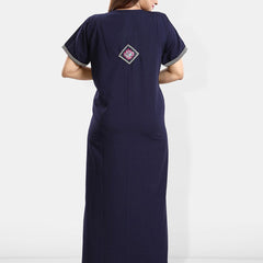 Be You Ethnic Motifs Embroidered Maxi Nightdress