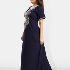 Be You Ethnic Motifs Embroidered Maxi Nightdress