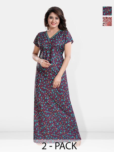 Be You Printed Satin Maternity Maxi Nightdress