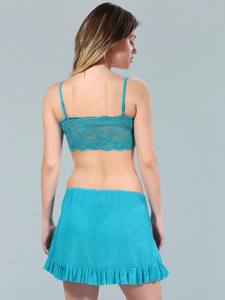 Be You Turquoise Blue Net Baby Doll