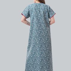 Be You Blue Embroidered Maxi Nightdress