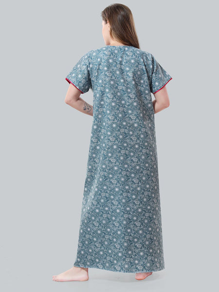 Be You Blue Embroidered Maxi Nightdress