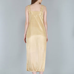 Be You Cream-Coloured Solid Satin Maxi Nightdress