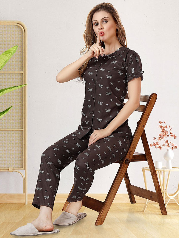 Be You Floral Printed Shirt And Pyjama Night Suit