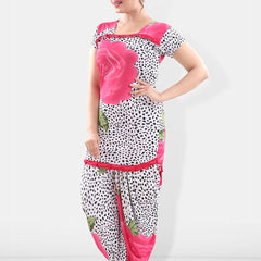 Be You Women Pink & White Printed Night suit
