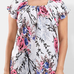 Be You Floral Printed Square Neck Satin Maxi Nightdress