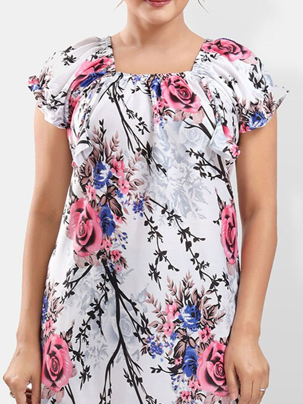 Be You Floral Printed Square Neck Satin Maxi Nightdress