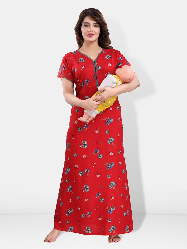 Be You Floral Printed Maxi Feeding & Maternity Nightdress