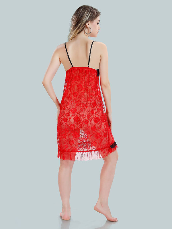 Be You V-Neck Lace Up Details Satin Baby Dolls With Robe