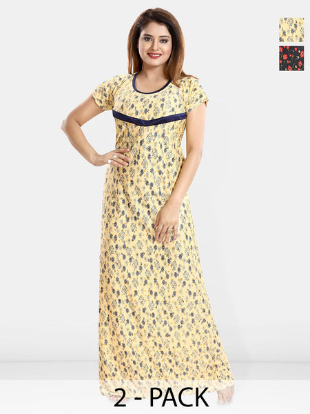 Be You WomenPack Of 2 Printed Maxi Nightdress