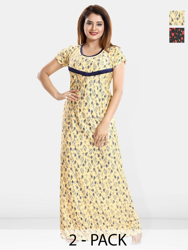 Be You WomenPack Of 2 Printed Maxi Nightdress