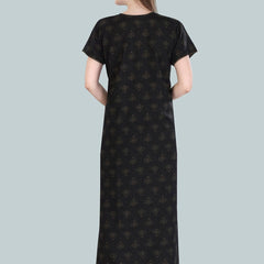 Be You Black Printed Maxi Nightdress