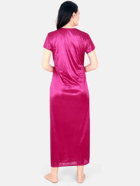 Be You Floral Lace Shoulder Straps Satin Maxi Nightdress With Robe
