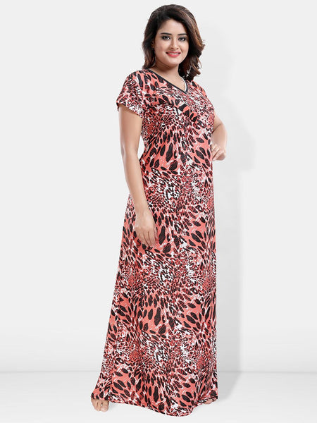 Be You Printed Satin V-Neck Maternity Maxi Nightdress