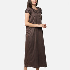 Be You Brown Printed Maxi Nightdress