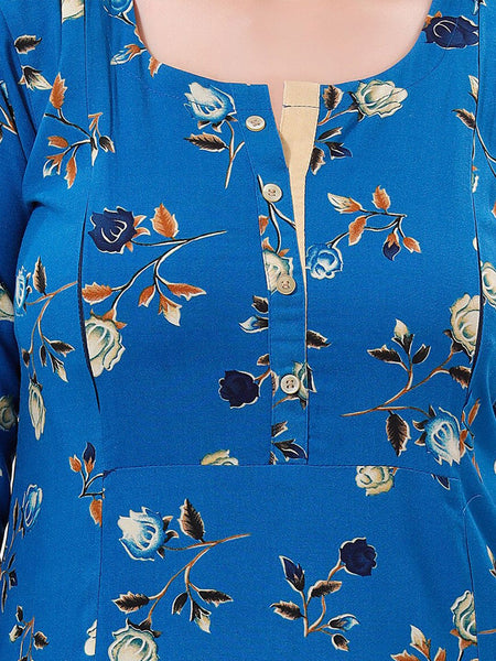 Be You Floral Printed Round Neck Maternity A-Line Kurta
