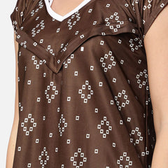 Be You Brown Printed Maxi Nightdress
