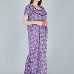 Be You Women Printed Maternity Maxi Nightdress