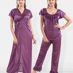 Be You Satin Night Suit With Robe