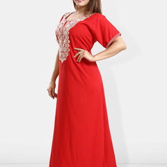 Be You Ethnic Motifs Embroidered Maxi Nightdress
