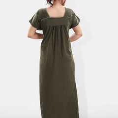 Be You Floral Embroidered Square Neck Maxi Sweat Nightdress
