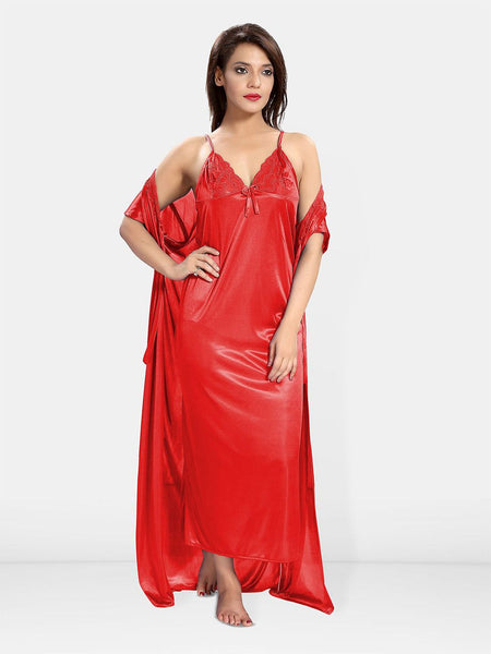 Be You Women Shoulder Straps Maxi Nightdress with Robe
