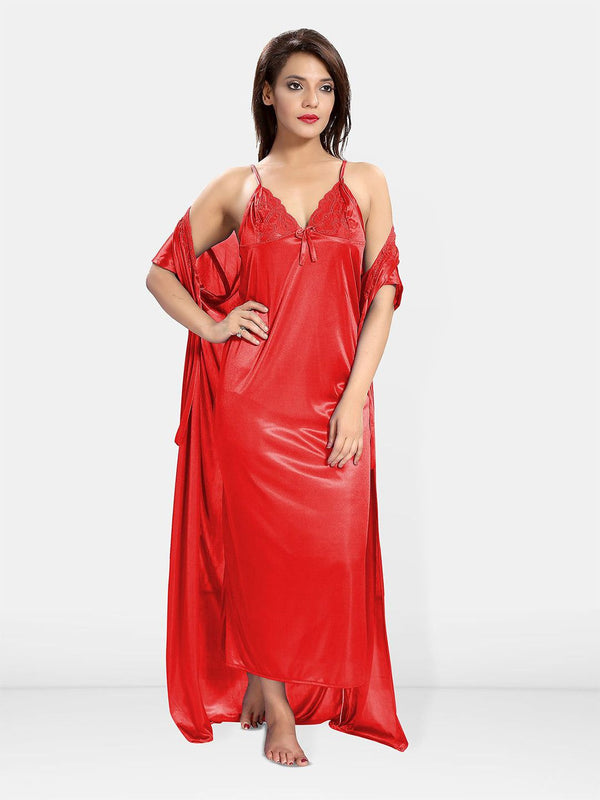 Be You Women Shoulder Straps Maxi Nightdress with Robe