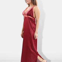 Be You V-Neck Satin Maxi Wrap Nightdress With Robe