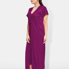 Be You V-Neck Satin Maxi Wrap Nightdress With Robe