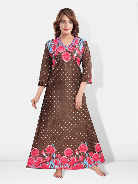 Be You Floral Printed Satin Maxi Nightdress