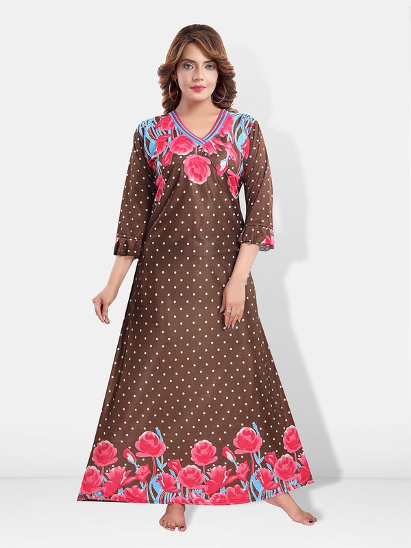 Be You Floral Printed Satin Maxi Nightdress