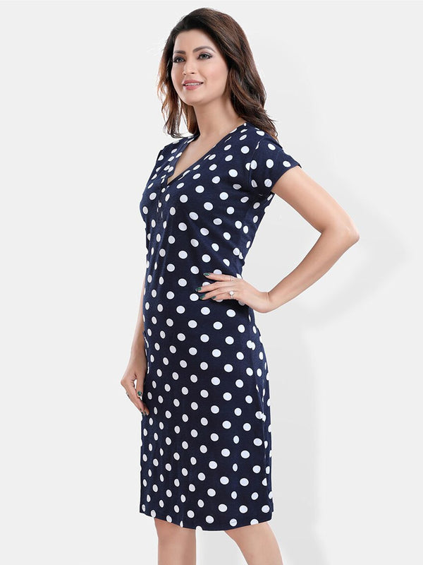 Be You Polka Dots Printed T-shirt Nightdress