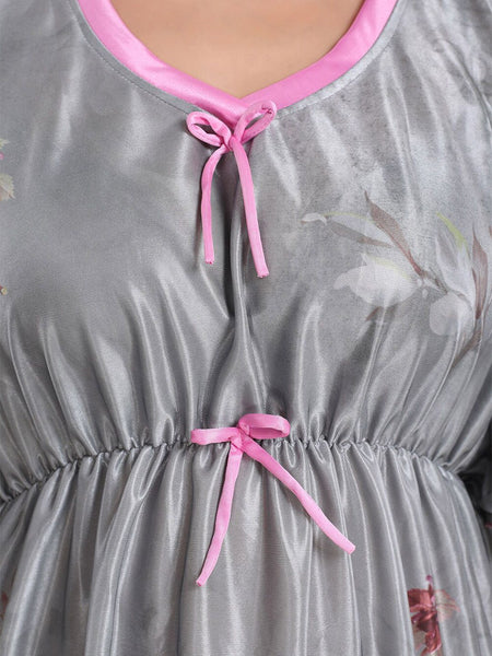 Be You Floral Printed V-Neck Satin Maxi Nightdress