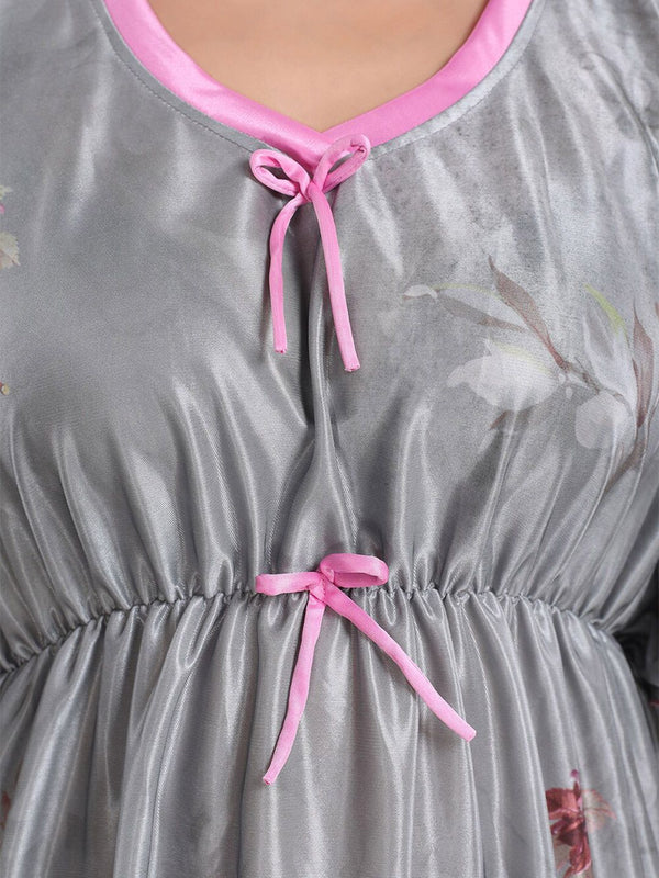Be You Floral Printed V-Neck Satin Maxi Nightdress