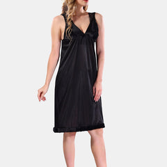 Be You V-Neck Lace Up Details Satin Maxi Nightdress With Robe