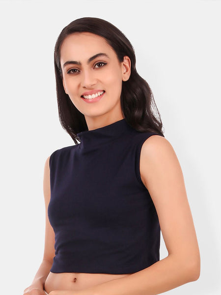 Be You High Neck Cotton Fitted Crop Top