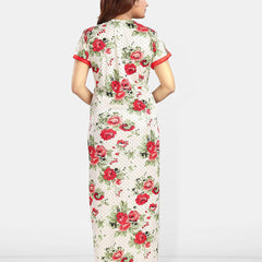 Be You Women Printed V-Neck Maxi Nightdress