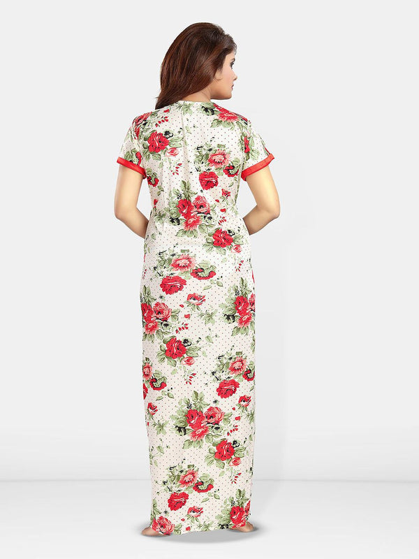 Be You Women Printed V-Neck Maxi Nightdress