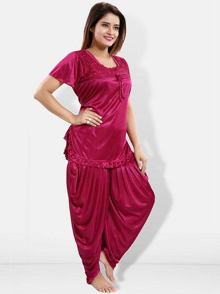 Be You Short Sleeves Lace Satin Top & Patiyala