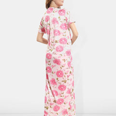 Be You Floral Self Design Satin Cami With Skirt & Robe