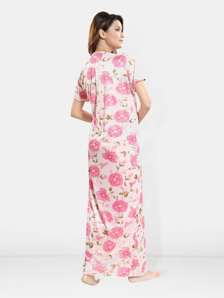 Be You Floral Self Design Satin Cami With Skirt & Robe