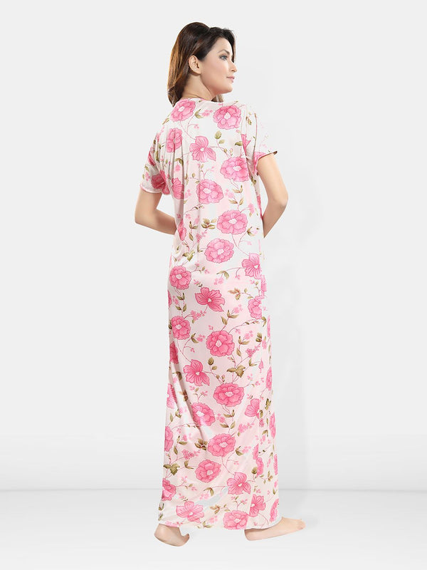 Be You Floral Self Design Satin Cami With Skirt & Robe