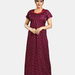 Be You Floral Printed V-Neck Satin Maxi Nightdress