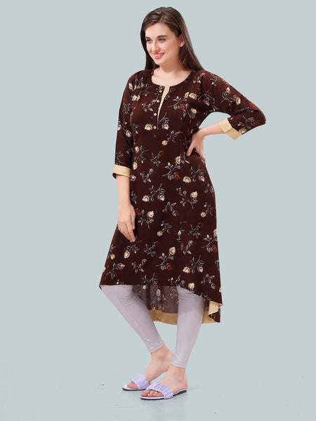Be You Floral Printed High Low Hem Maternity Feeding Kurta