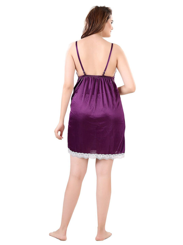 Be You V-Neck Lace Up Details Satin Maxi Nightdress With Robe