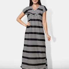 Be You Black Printed Maxi Maternity Nightdress