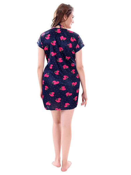 Be You Women Set of 3 Navy Blue Printed Nightdress