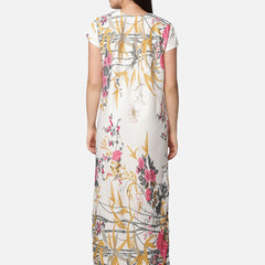Be You White Printed Feeding Gown For Women