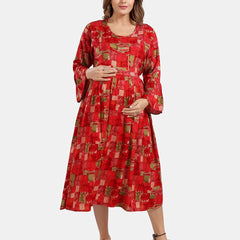 Be You Abstract Printed A Line Maternity Dress