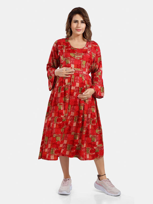 Be You Abstract Printed A Line Maternity Dress